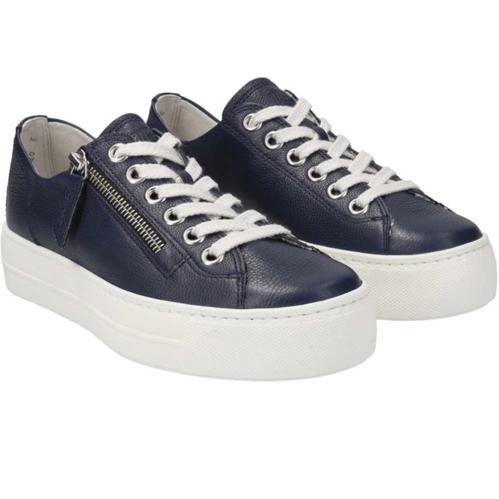 Platform sneaker.Dark blue leather.  Casual and Fashion. Brand New